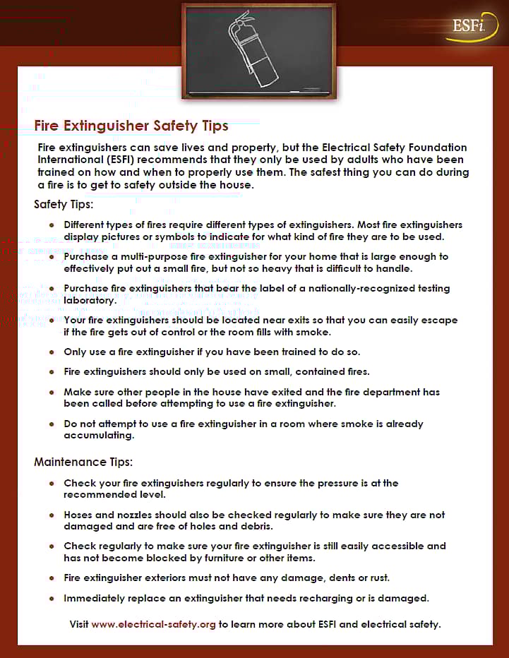 Fire extinguisher safety outlet