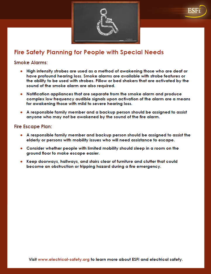 Fire Safety Planning for People with Special Needs Electrical Safety